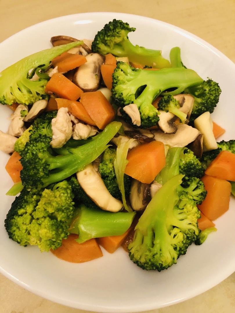 健康低脂家常菜—西兰花炒口蘑