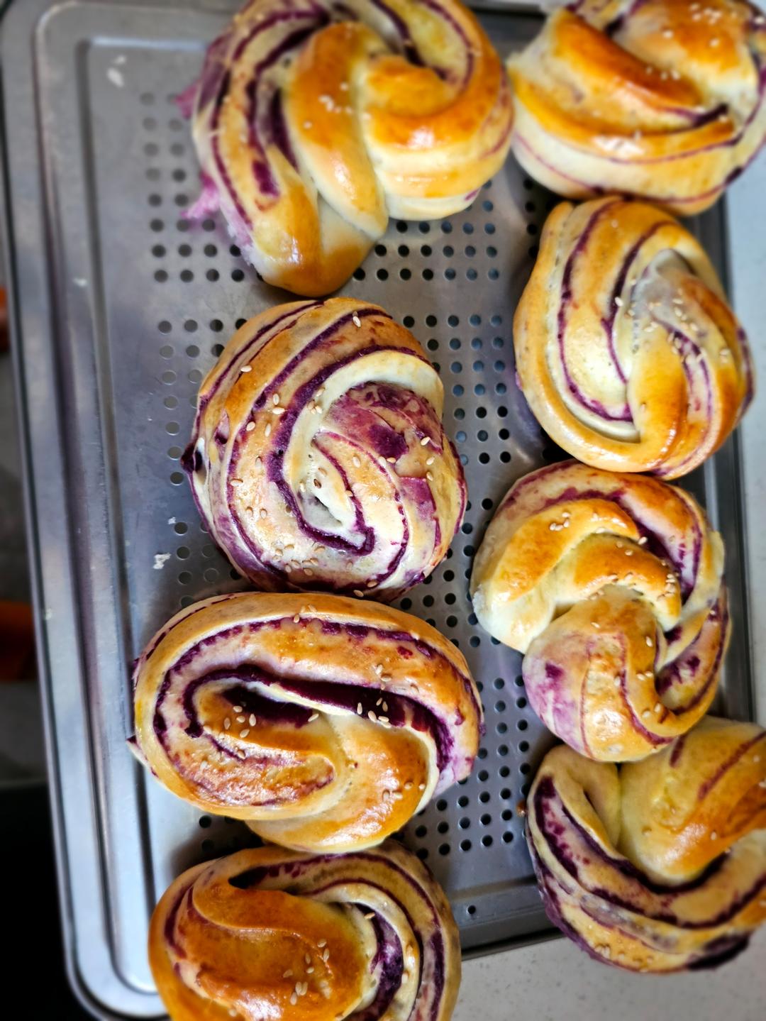 超级软的梦幻紫薯面包卷/附紫薯馅不粘手小方法