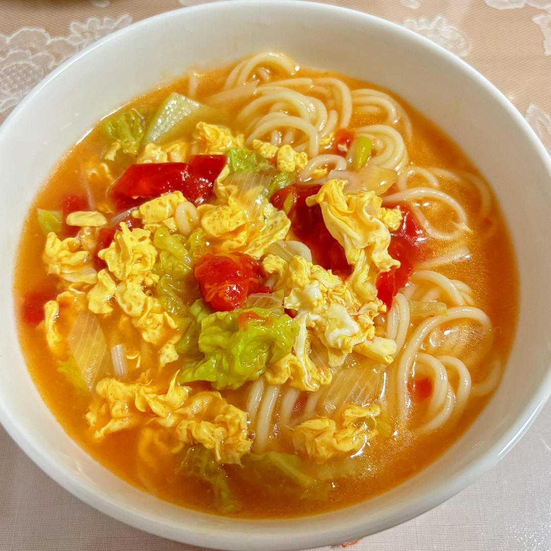 西红柿鸡蛋小白菜面