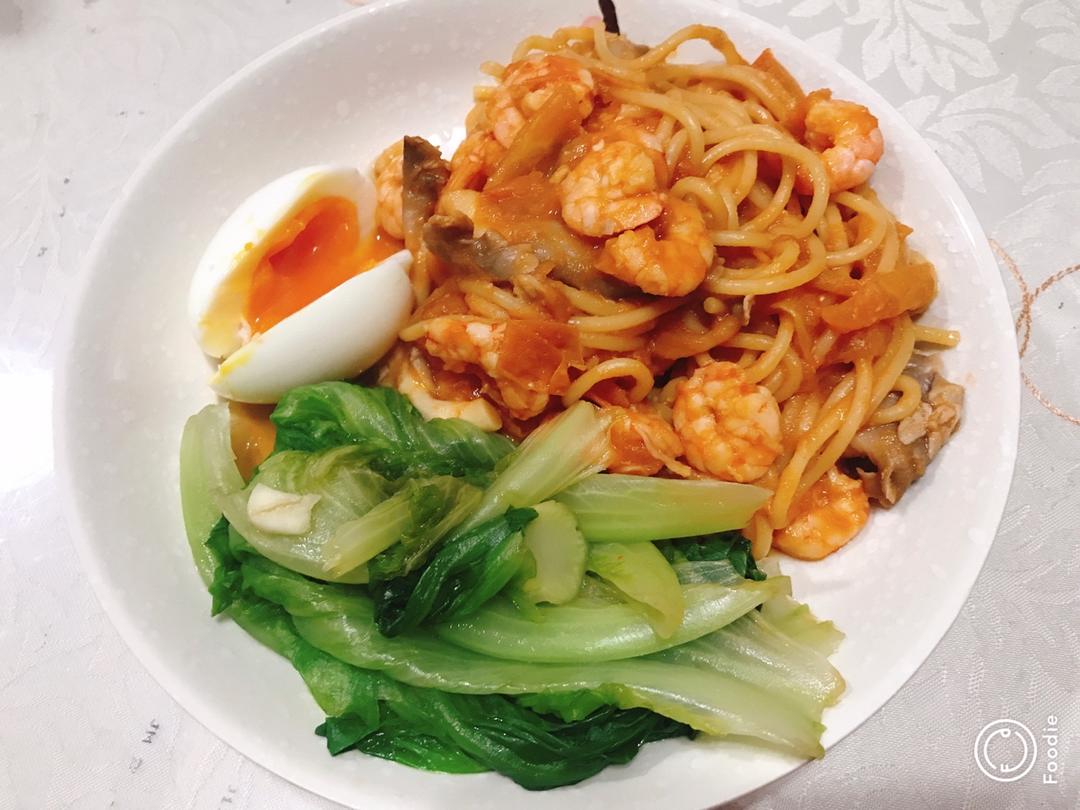 鲜虾番茄意大利面