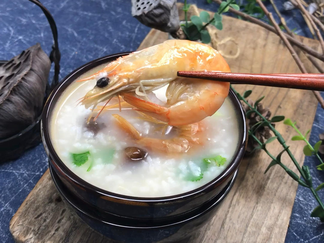 对虾海鲜粥，饭店味，香到没法形容