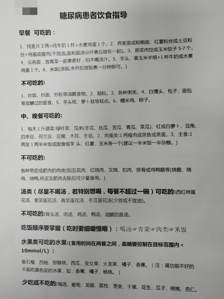 糖尿病患者饮食指导(医生给的)的做法 步骤1