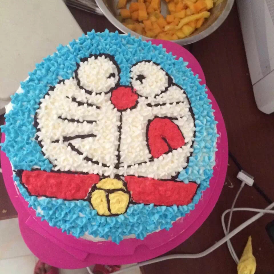 哆啦A梦蓝胖子卡通裱花蛋糕