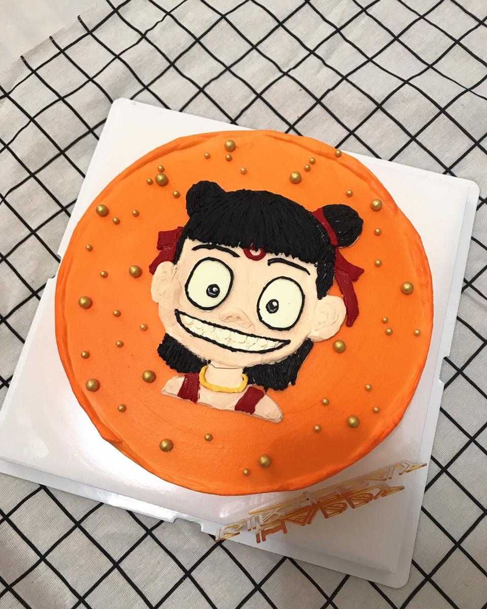 韩式简约奶油霜手绘蛋糕