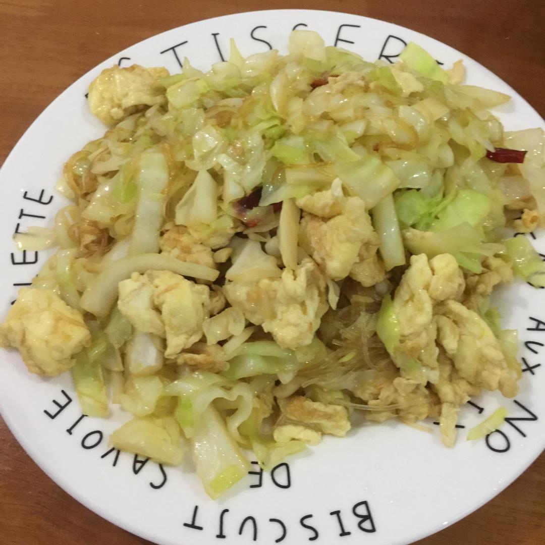 包菜粉丝炒鸡蛋
