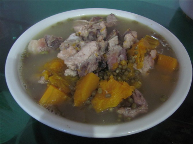 南瓜绿豆炖排骨