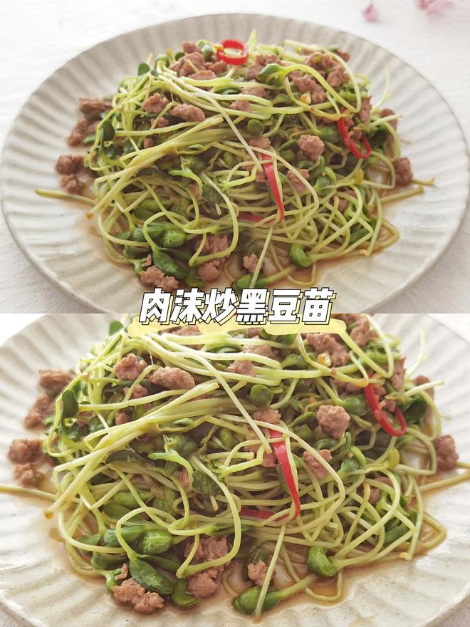 肉沫炒黑豆苗的做法