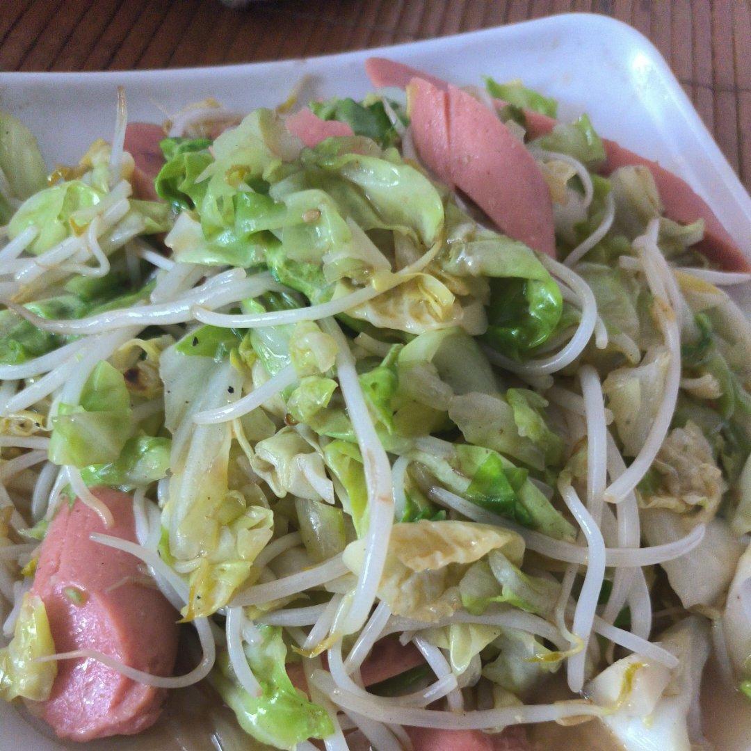 火腿片炒包菜