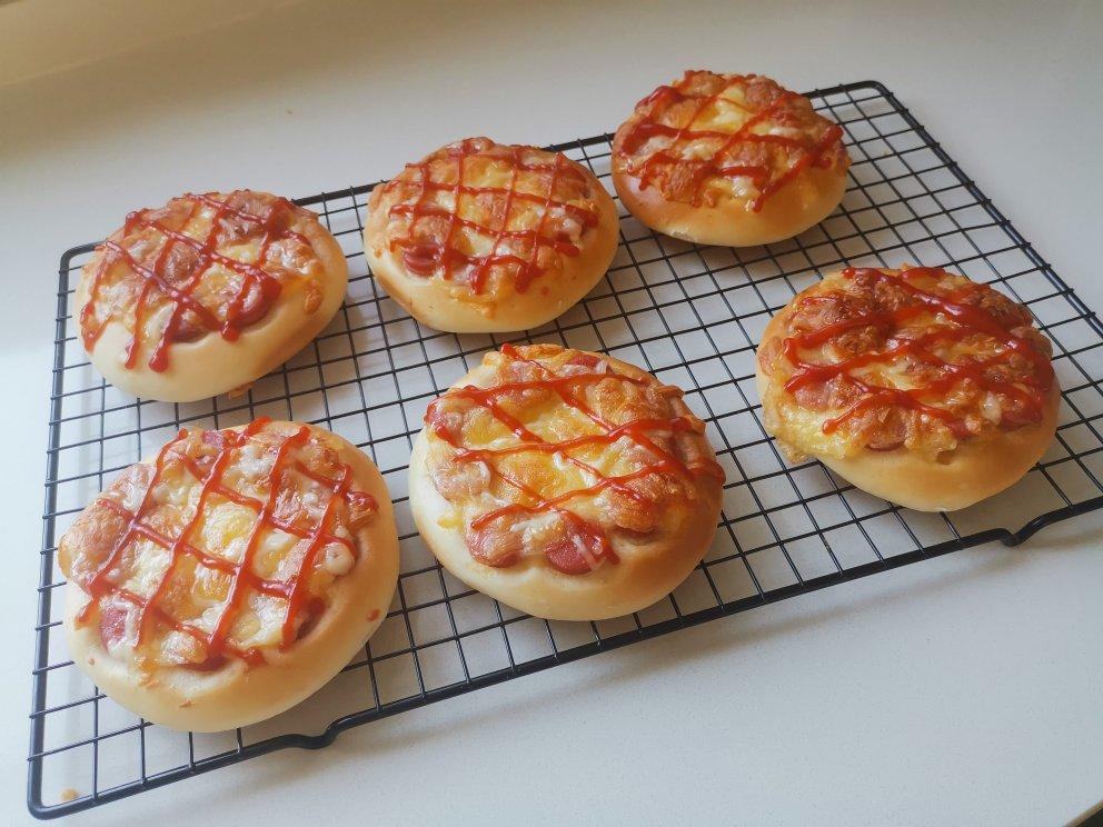 🍕快手简单｜一次发酵｜可可爱爱火腿披萨小面包｜学生早餐