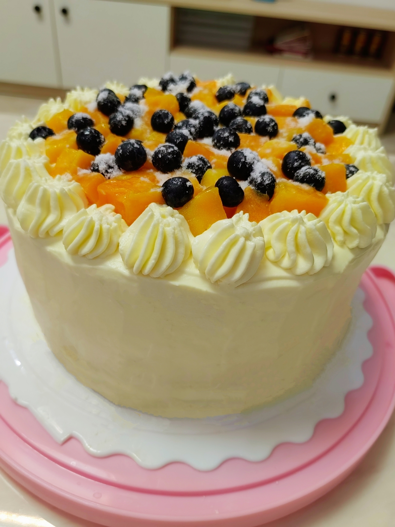 简单易学的芒果奶油蛋糕（8寸）的做法 步骤46
