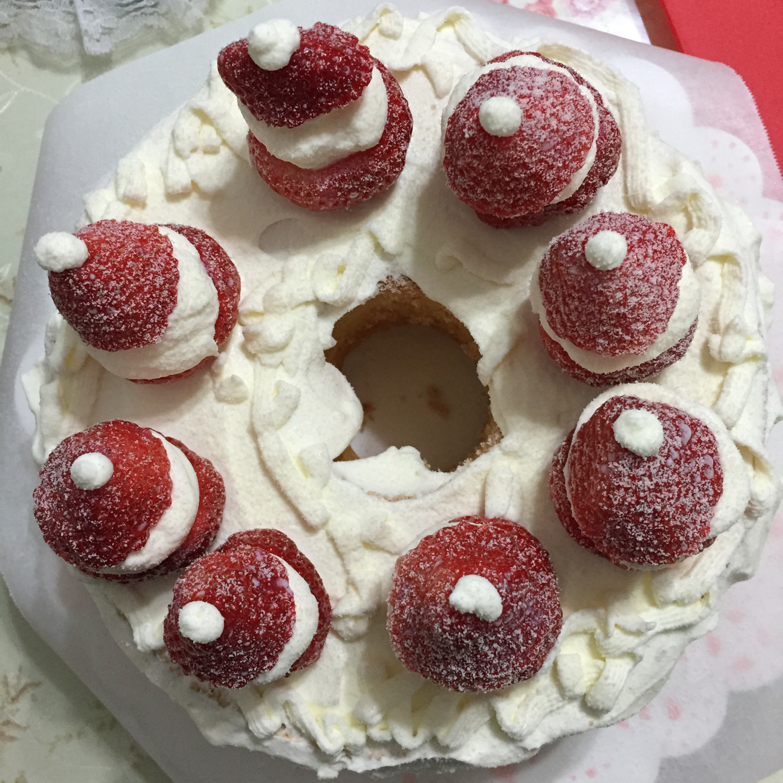 圣诞草莓雪人裸蛋糕～超简单懒人版