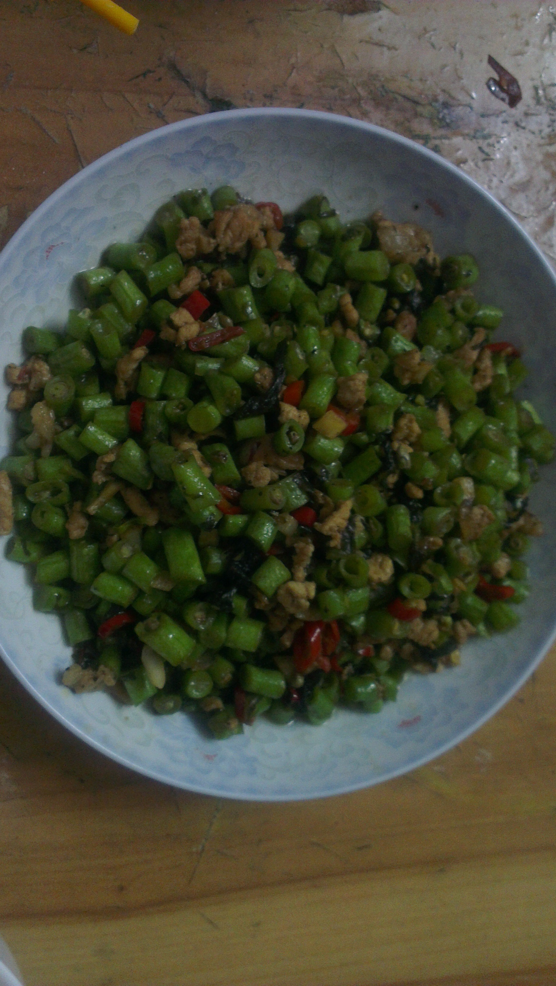 橄榄菜肉末炒豆角