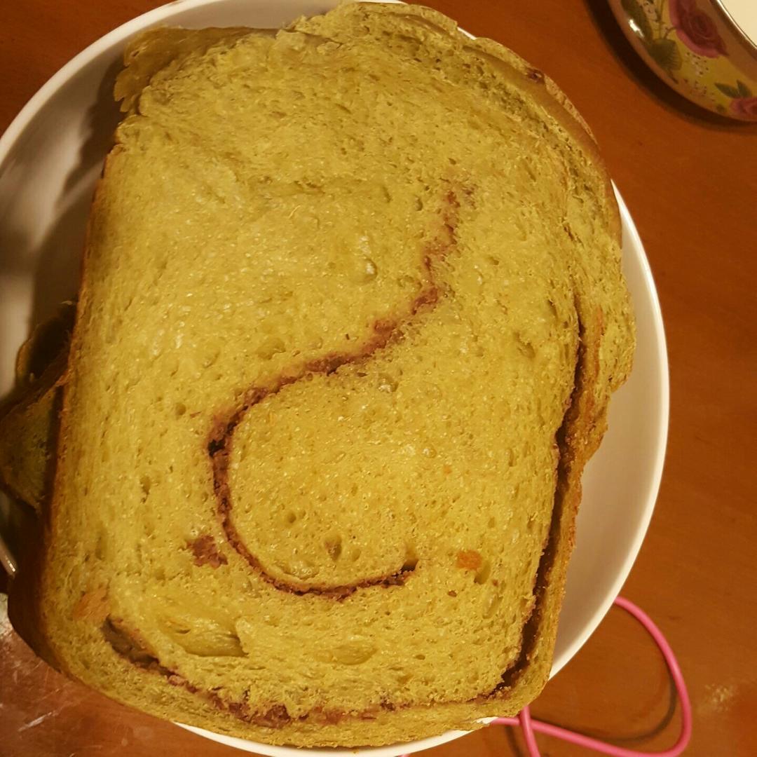 面包机版抹茶红豆吐司