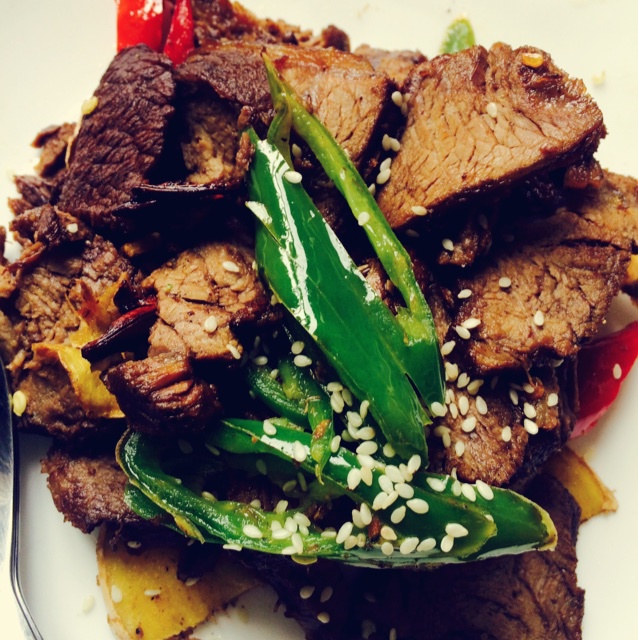 青椒小炒卤牛肉