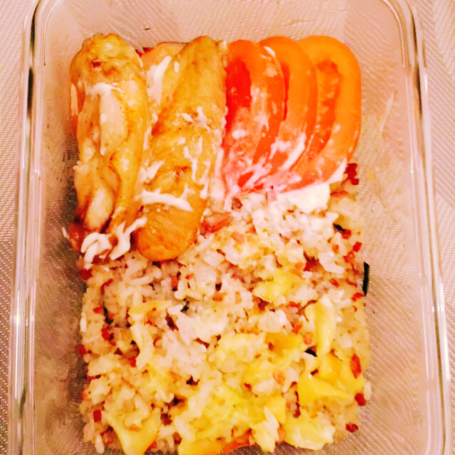 虾仁培根芝士焗饭