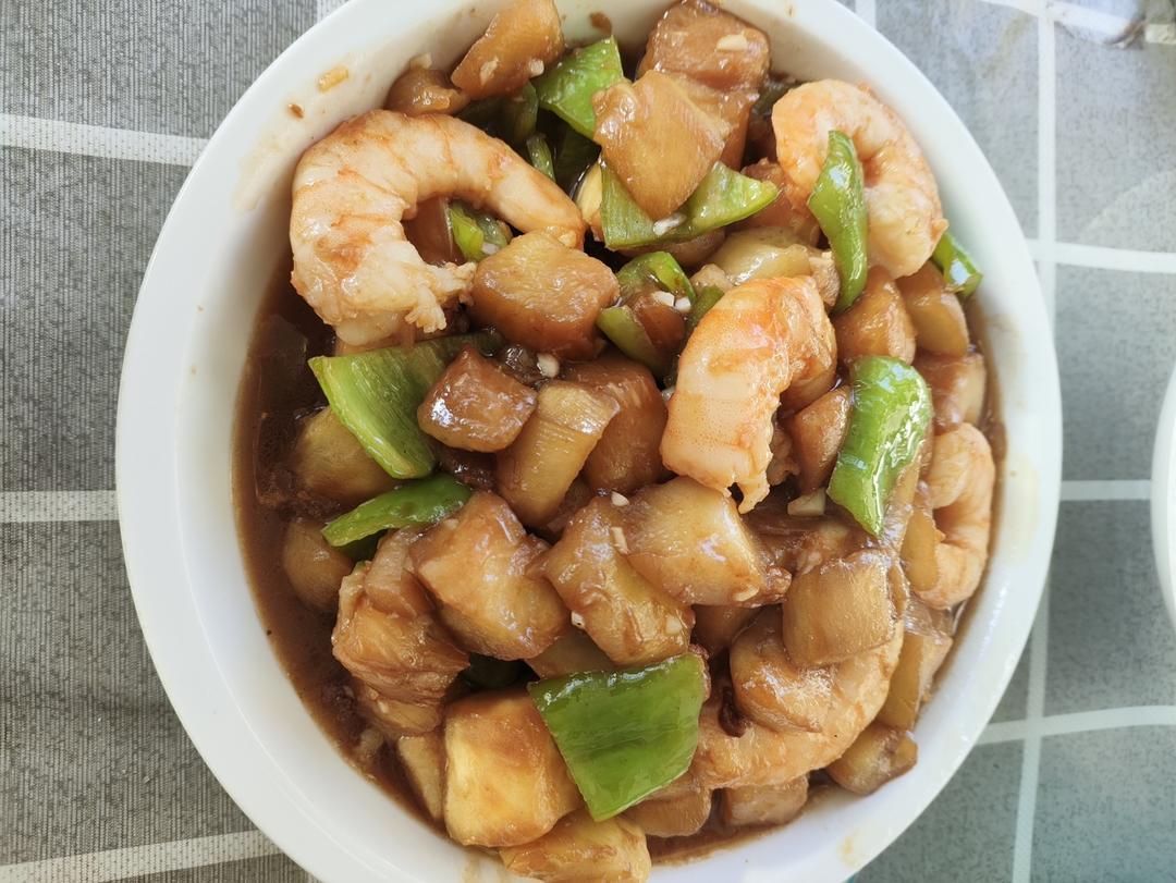 少油版虾仁茄子