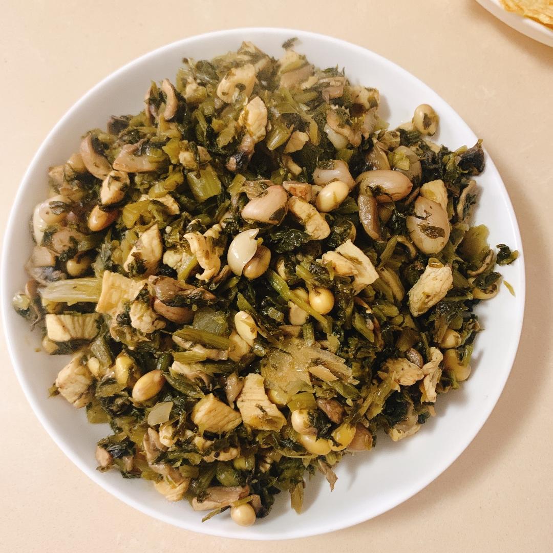 【健康三餐】雪菜黄豆炒鸡丁