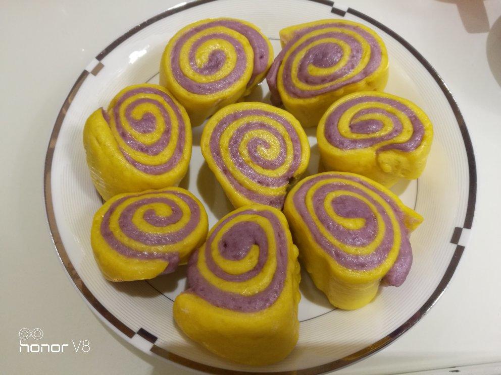 南瓜紫薯花样馒头