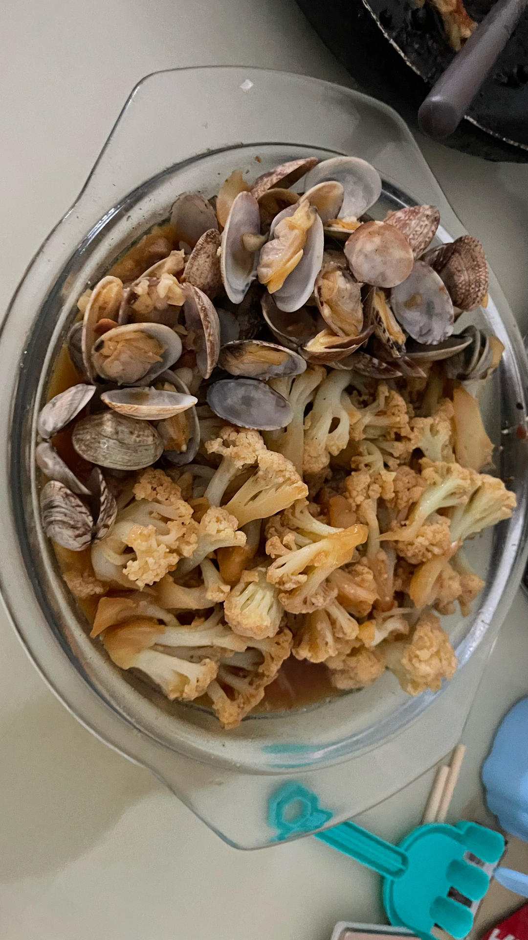 微波炉花菜，花蛤