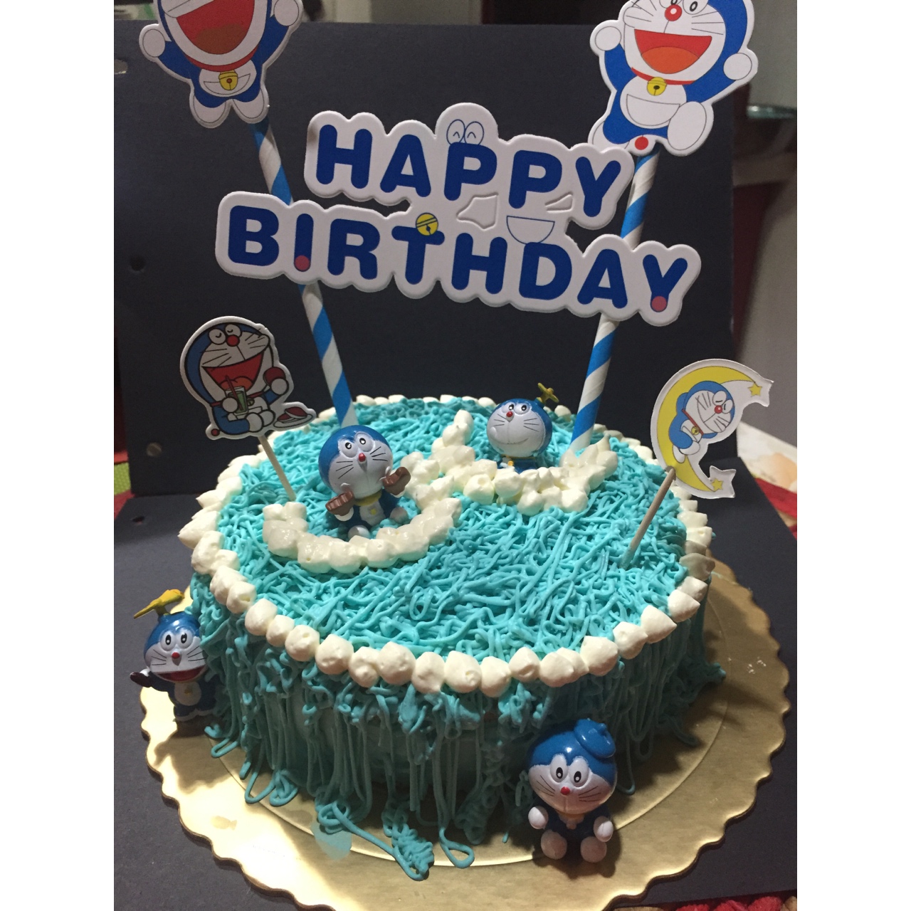 哆啦A梦蓝胖子卡通裱花蛋糕