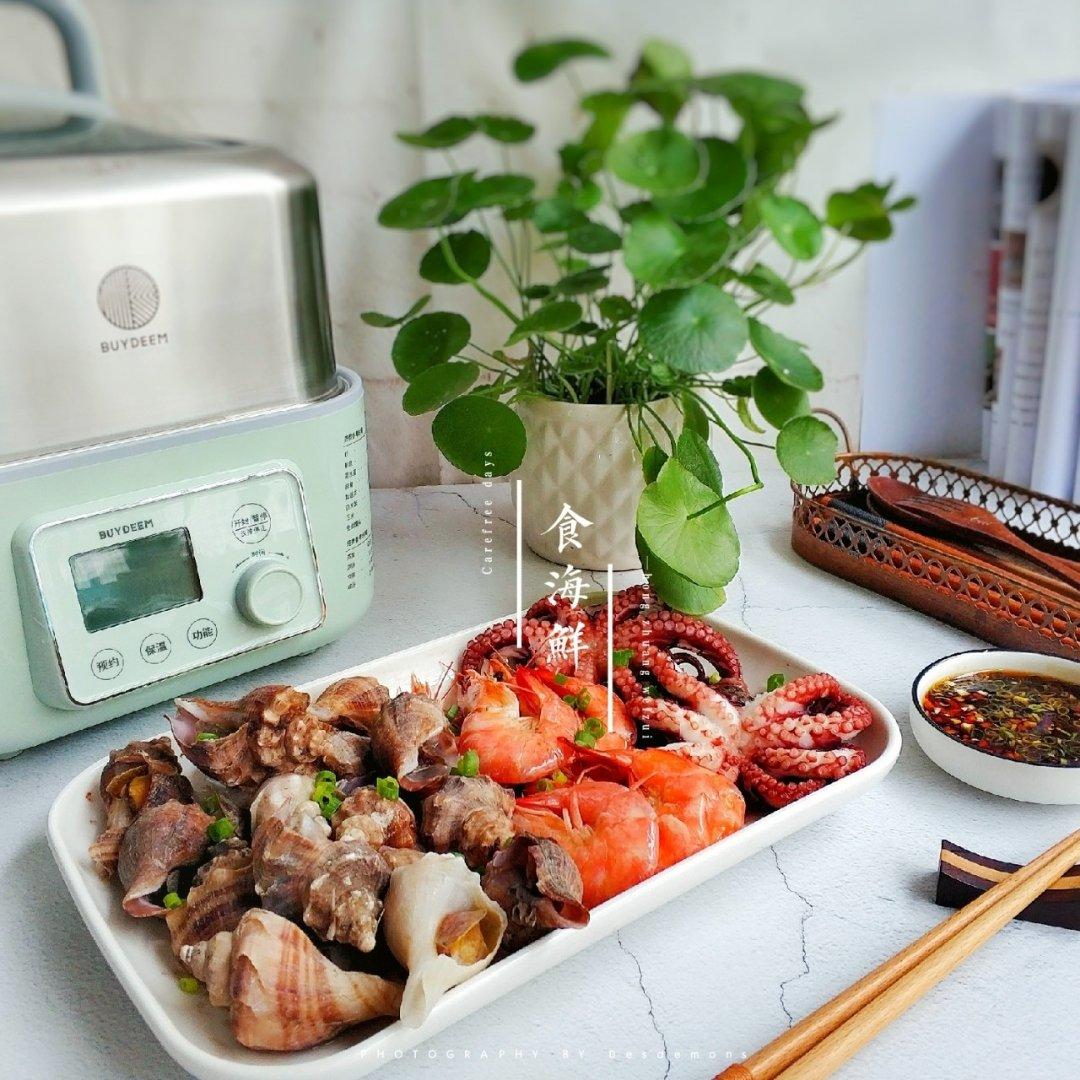 快蒸海鲜拼盘+精炖营养汤+酸奶【北鼎蒸炖锅食谱】