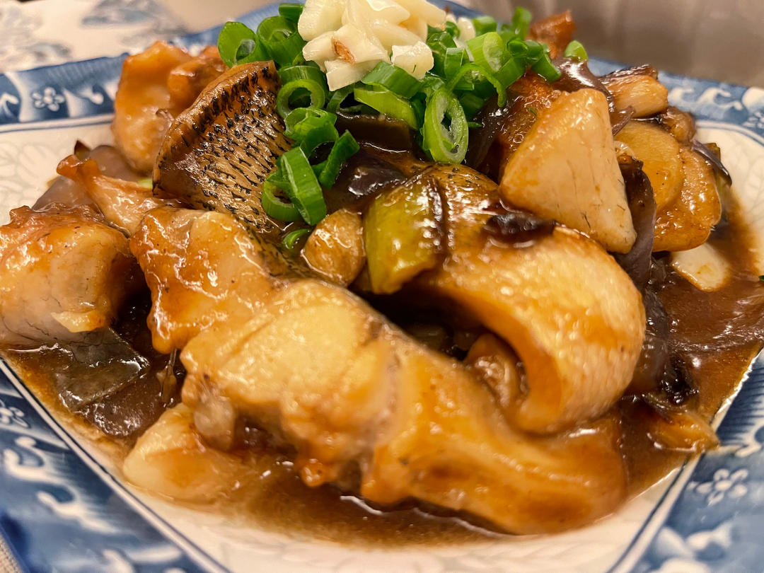 葱香焗鲈鱼