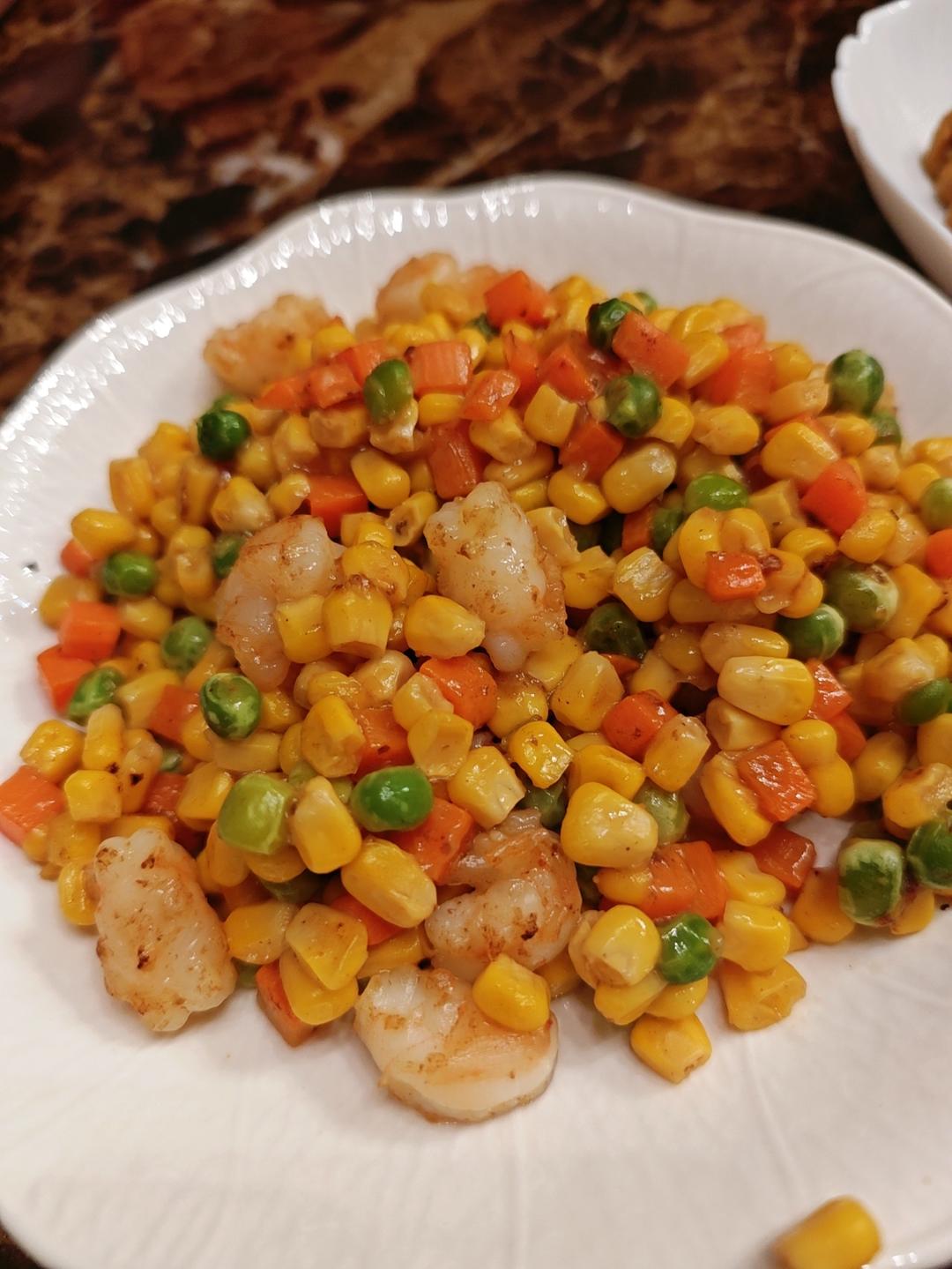 什锦玉米粒虾仁🍤🌽🥕