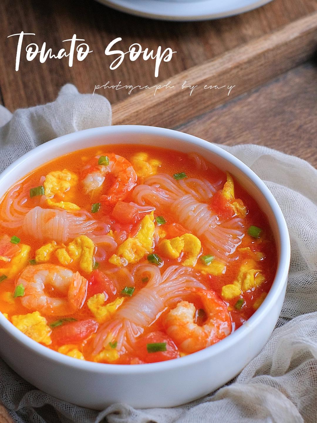 低卡鲜美‼️番茄魔芋虾仁汤🍅饱腹又减脂的做法