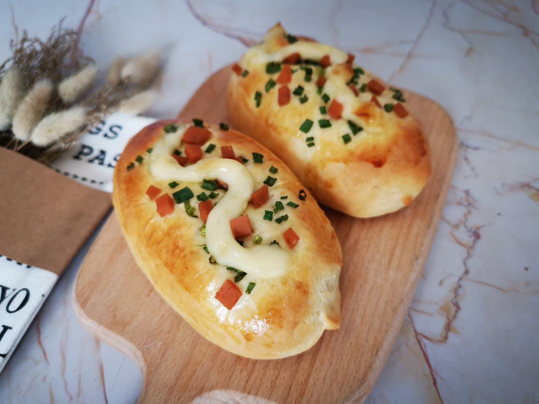 香葱火腿肉松面包的做法