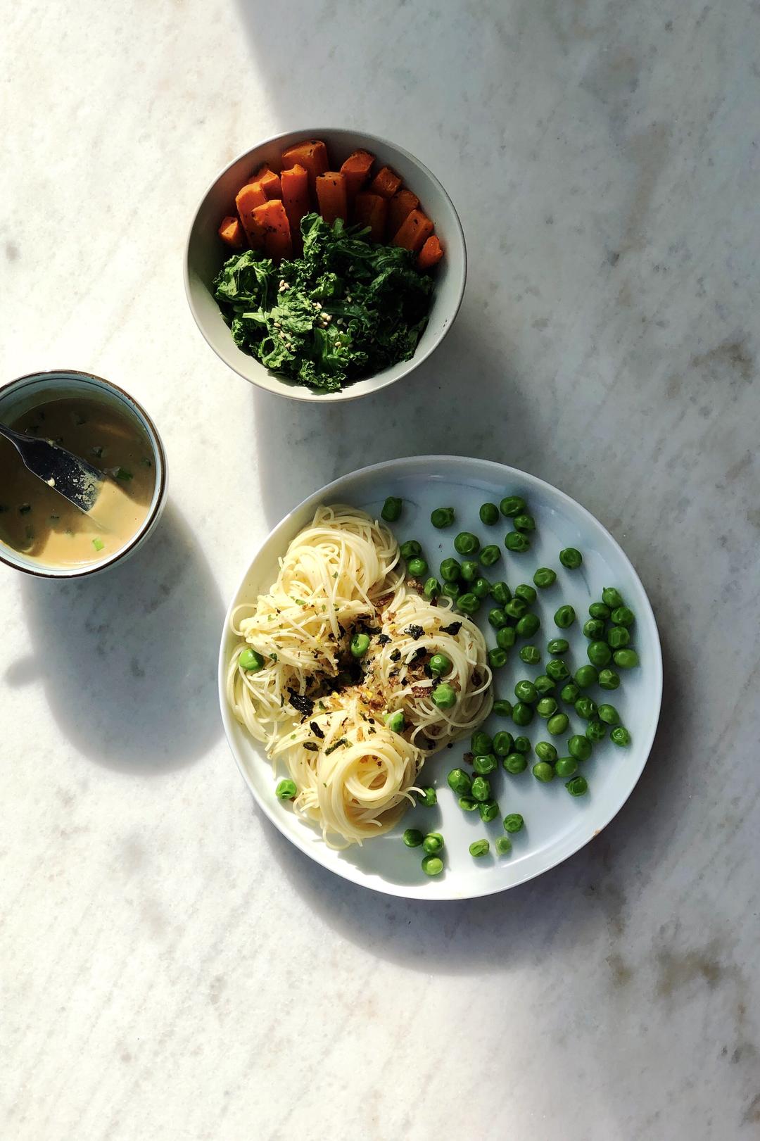 日式天使面(capellini)沙拉佐味噌芝麻酱