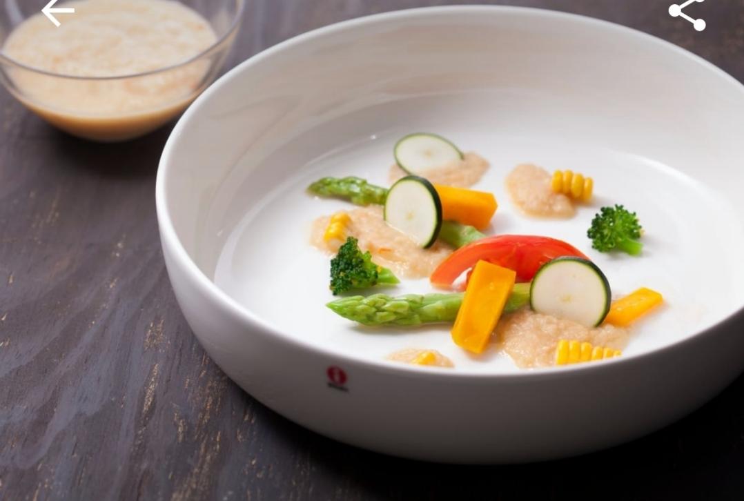 和风洋葱酱蒸野菜，稻村健司幸福日本料理的做法