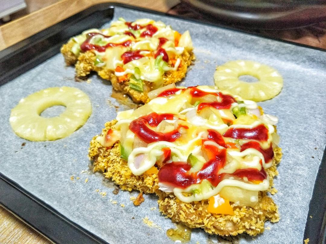 吃米该虾做的kfc鸡肉披萨