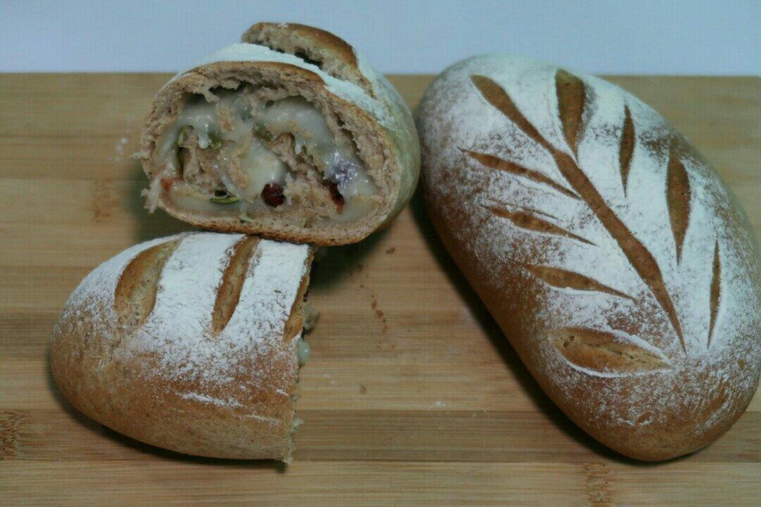 抹茶红豆麻糬软欧面包