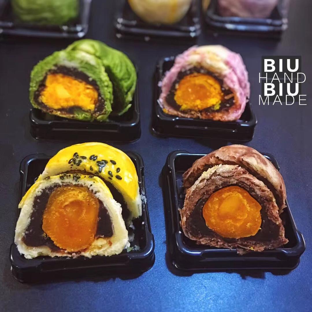 蛋黄酥~紫薯、抹茶、原味~花好月圆，中秋快乐~内附一次做六色蛋黄酥方法~