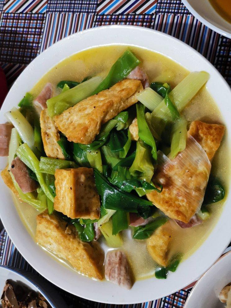 陈沉沉沉底了做的冬至菜胡葱笃豆腐