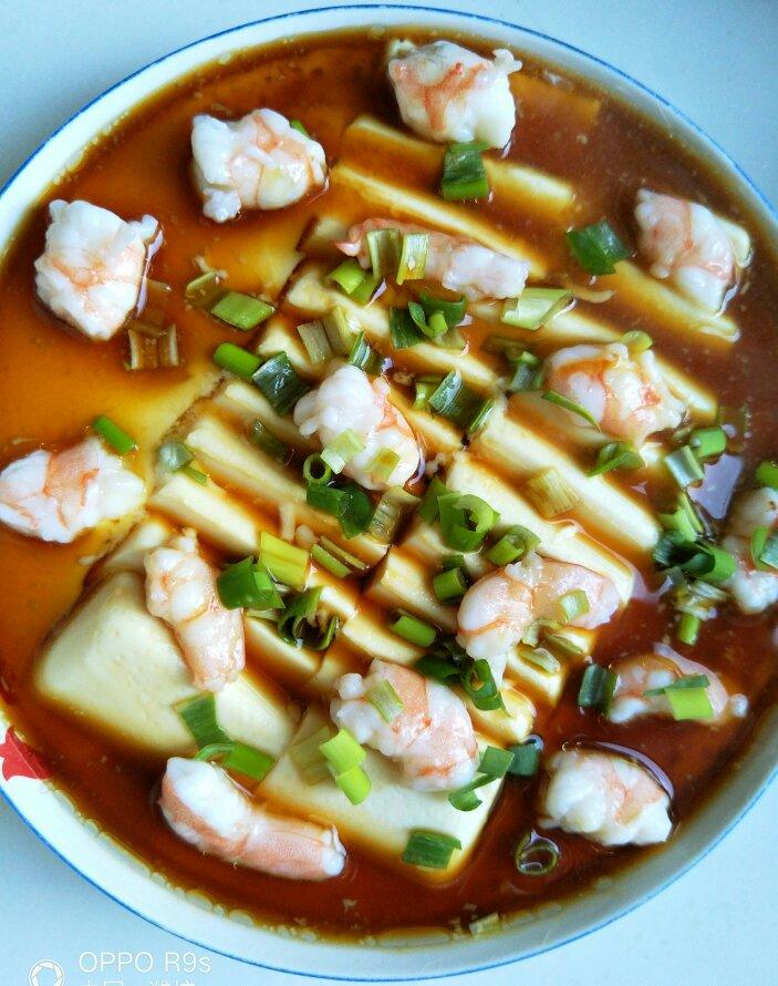 虾仁豆腐蒸水蛋