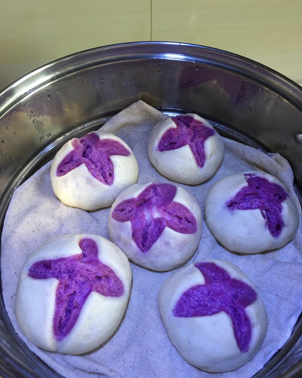 肉呆宝做的紫薯开花馒头