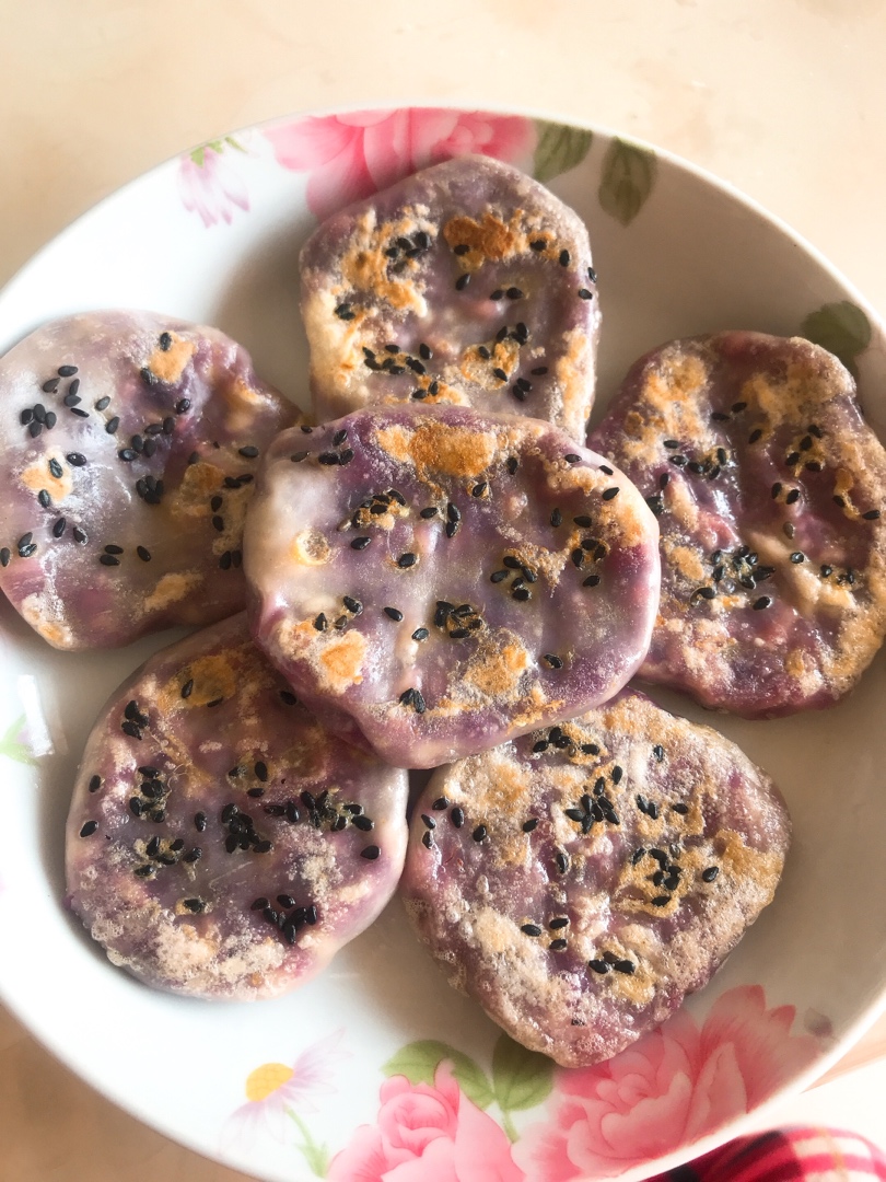 饺子皮紫薯芝士饼