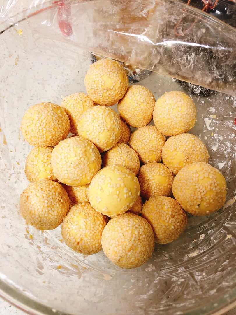 (豆沙馅)南瓜芝麻球/南瓜饼🎃空心麻球