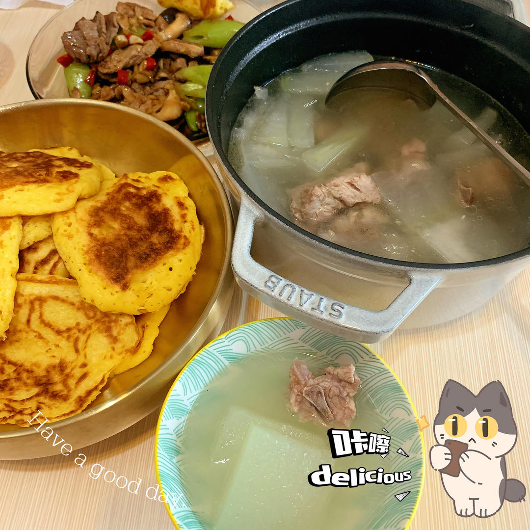 手不沾面做松软的玉米面小饼