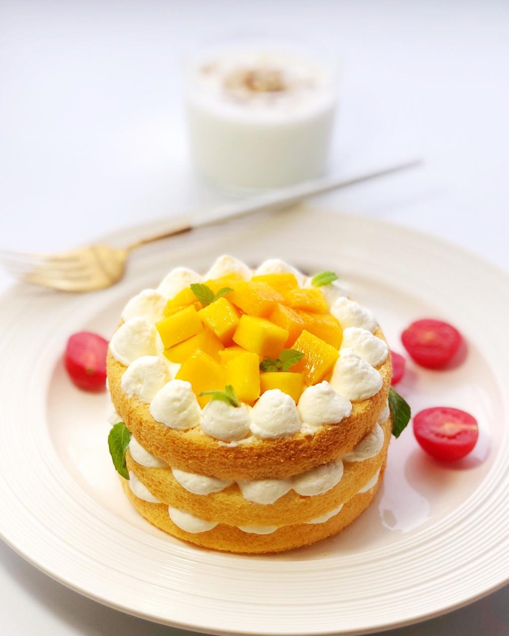 六月-j做的【零失败】不会裱花没关系的水果裸蛋糕 芒果裸蛋糕 完美