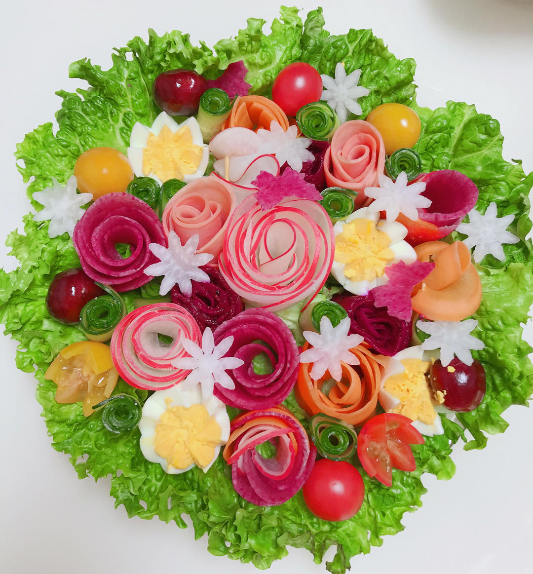 🌸花开富贵∣时蔬玫瑰花朵沙拉🌸