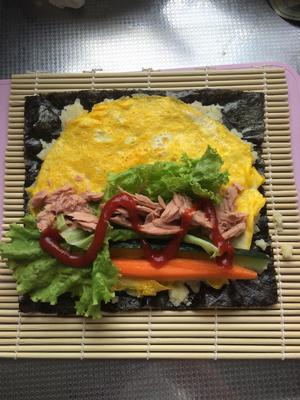 杂蔬海苔土豆卷寿司的做法 步骤4