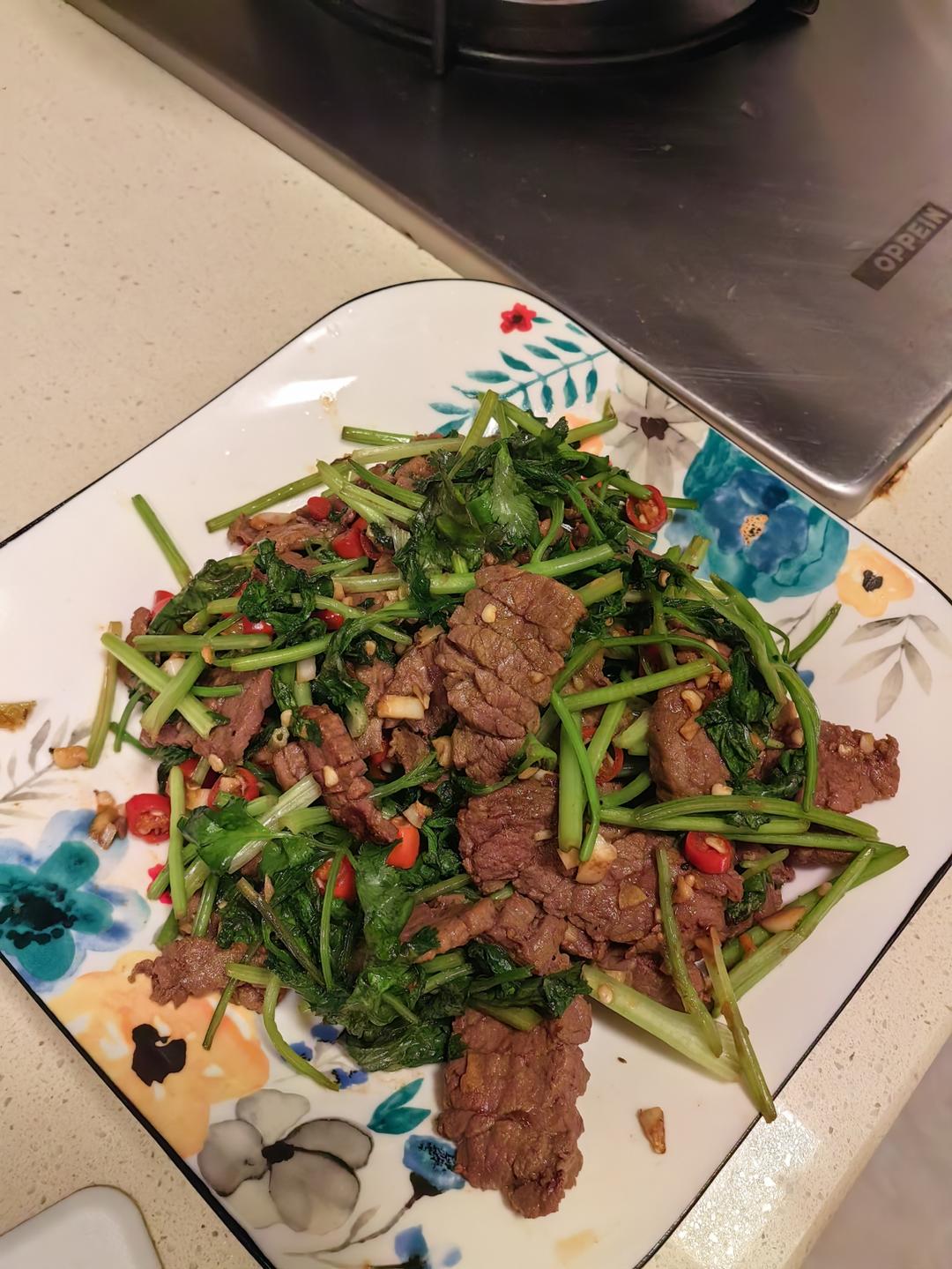香菜炒牛肉，香辣下饭，爱吃香菜的朋友看过来，拌饭绝了