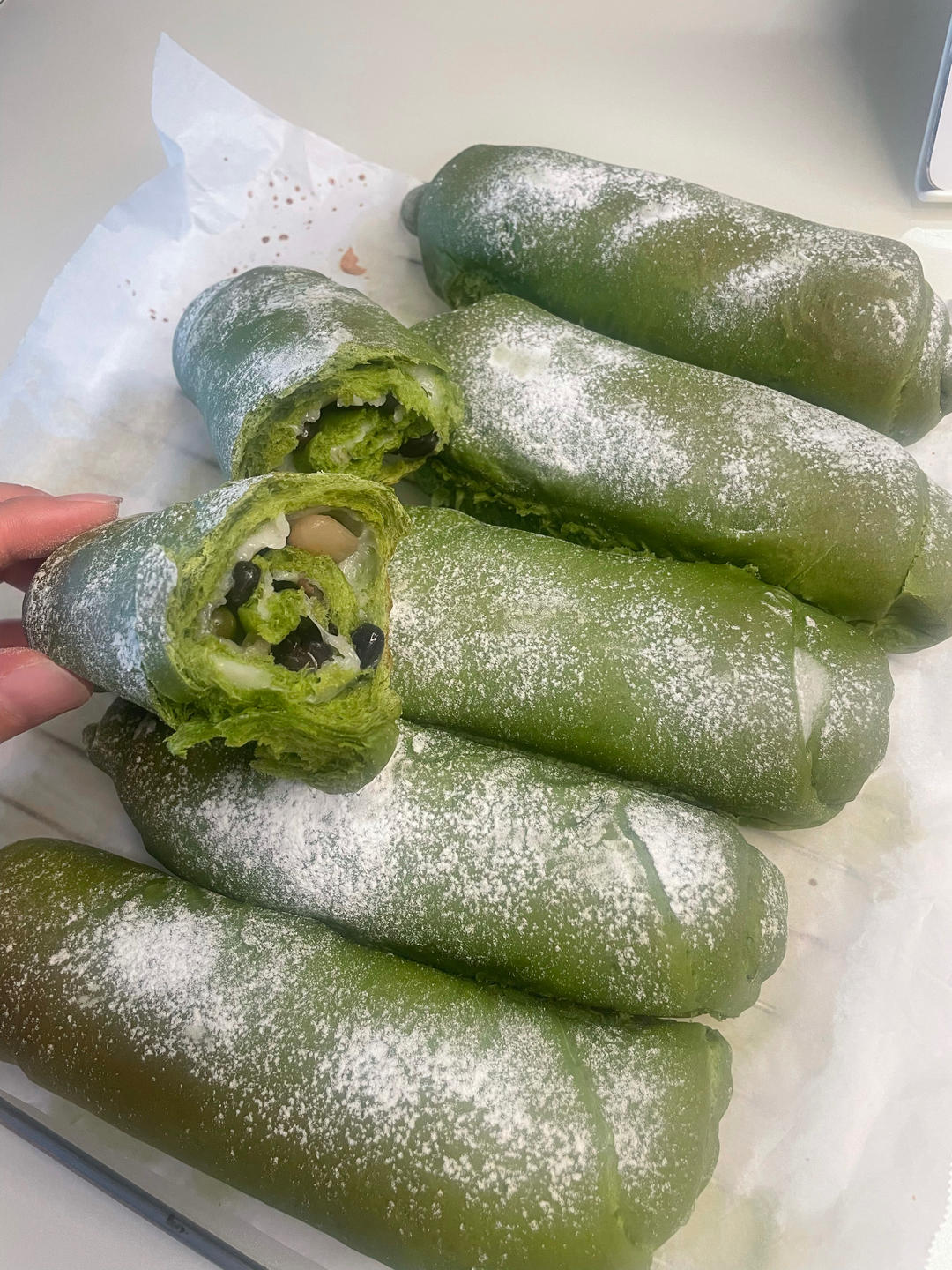 抹茶蜜豆软欧包