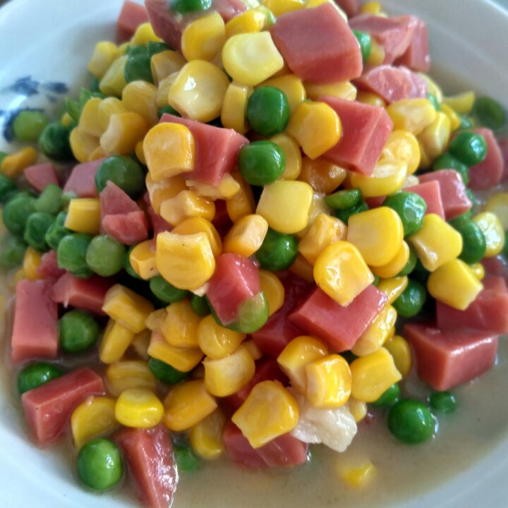 青豆玉米火腿粒粒炒