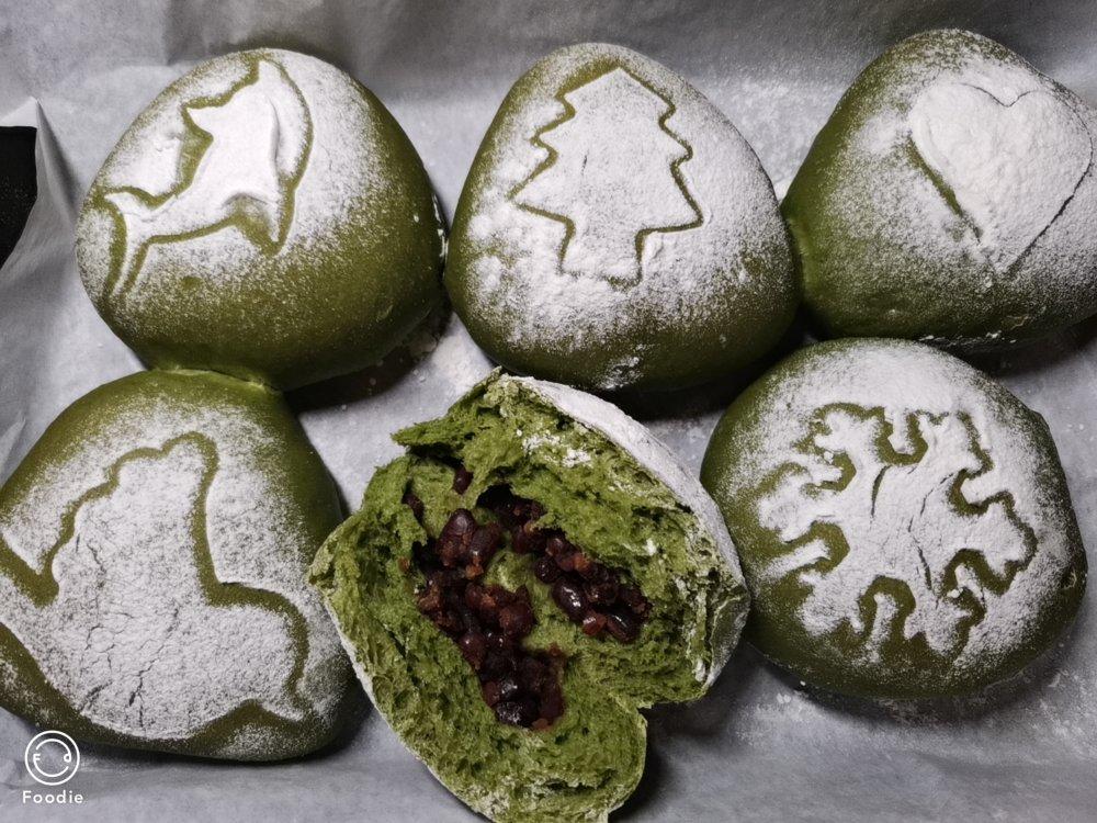 抹茶红豆软面包