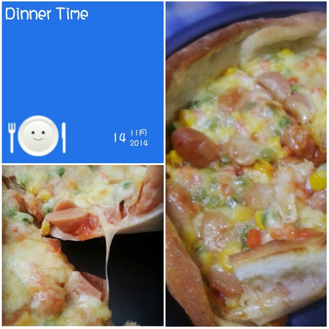 薄饼脆皮火腿pizza