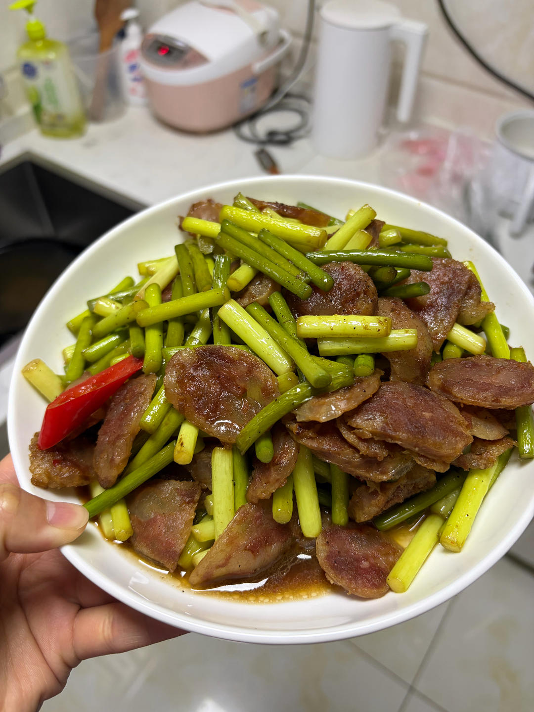 蒜苗炒香肠