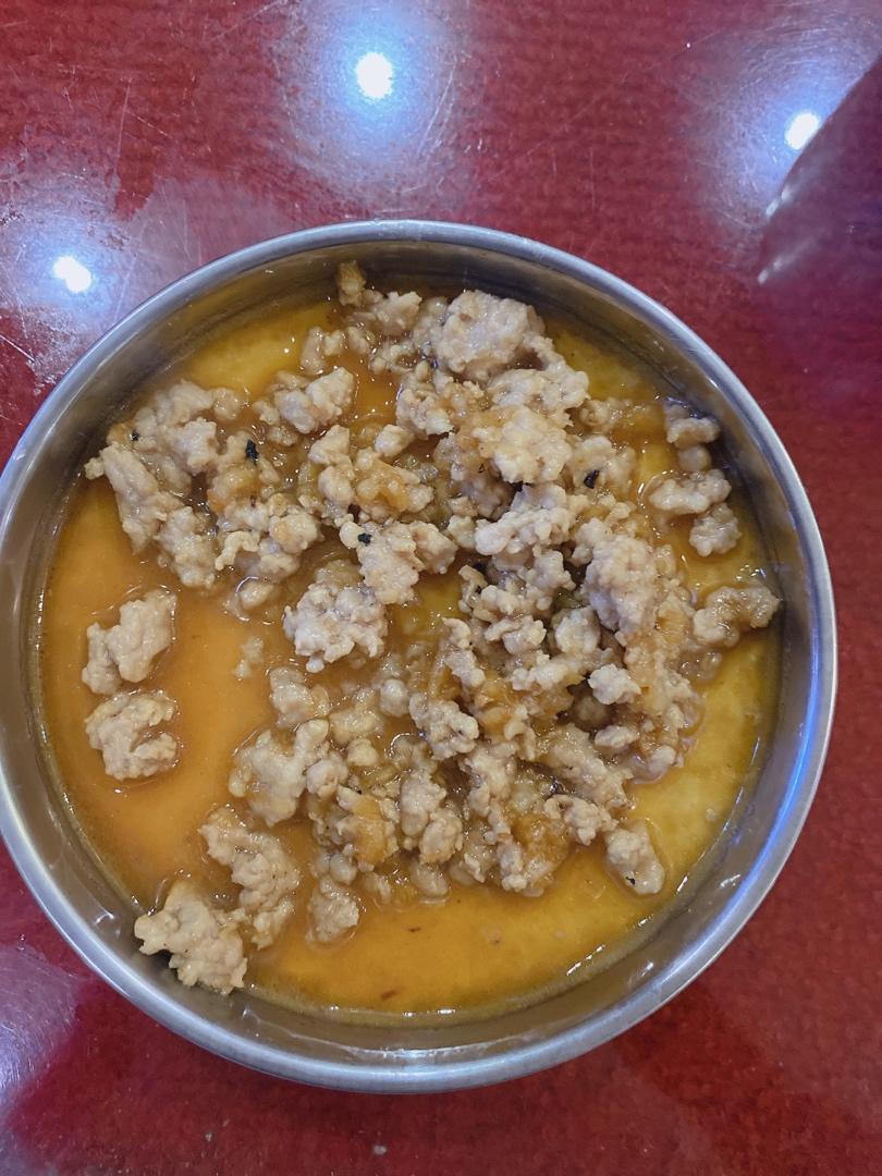 嫩滑无比的肉沫鸡蛋羹